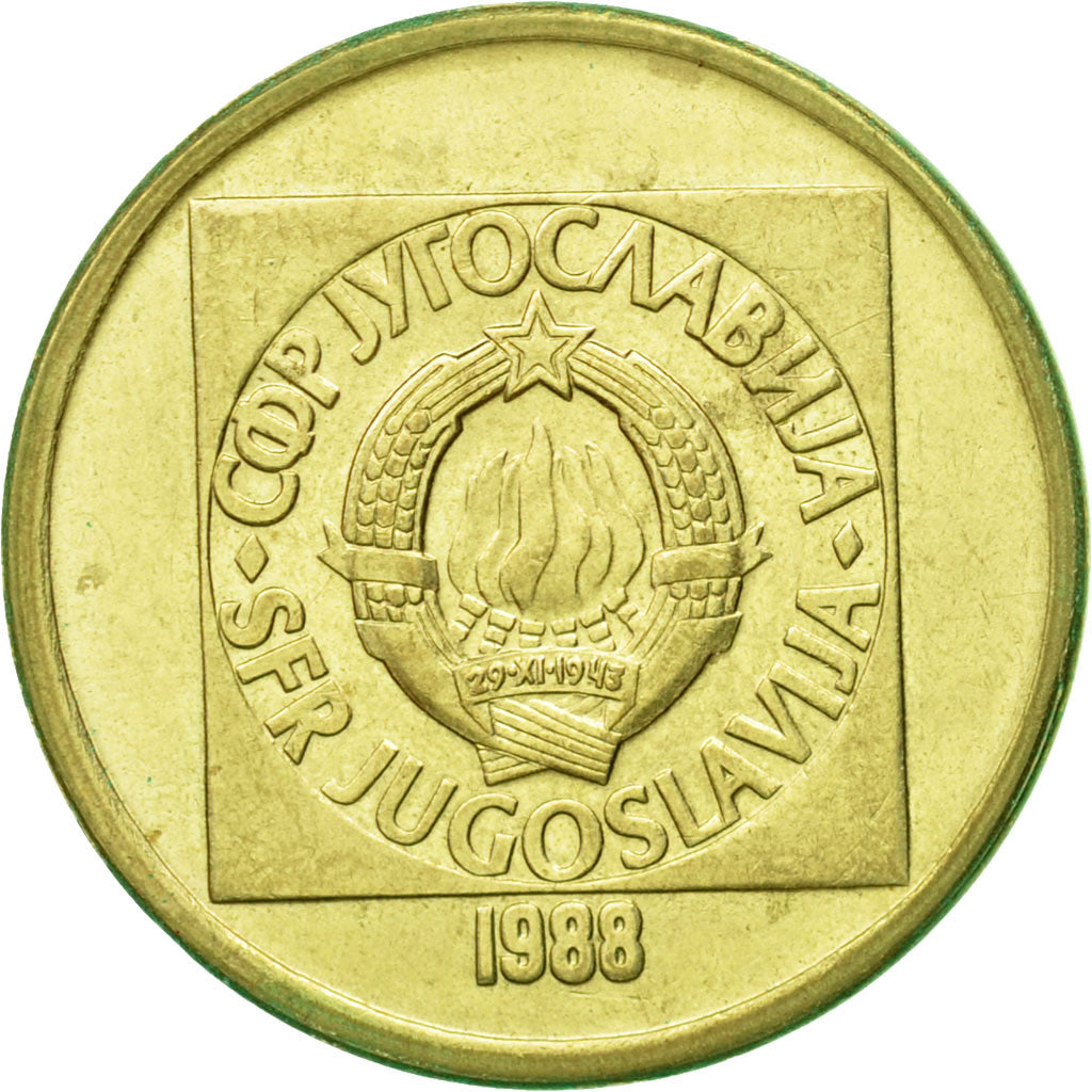 Coin, Yugoslavia, 50 Dinara, 1988, AU(55-58), Brass, KM:133