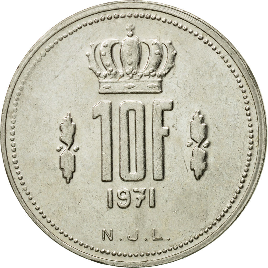 Coin, Luxembourg, Jean, 10 Francs, 1971, AU(50-53), Nickel, KM:57