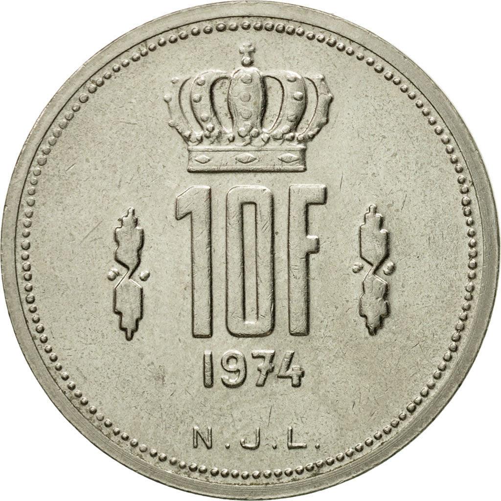 Coin, Luxembourg, Jean, 10 Francs, 1974, AU(50-53), Nickel, KM:57