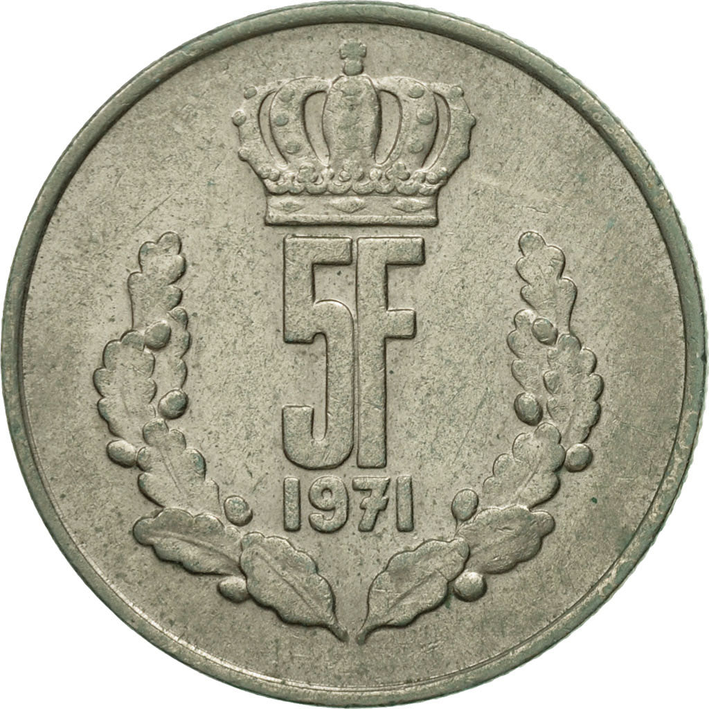Coin, Luxembourg, Jean, 5 Francs, 1971, EF(40-45), Copper-nickel, KM:56