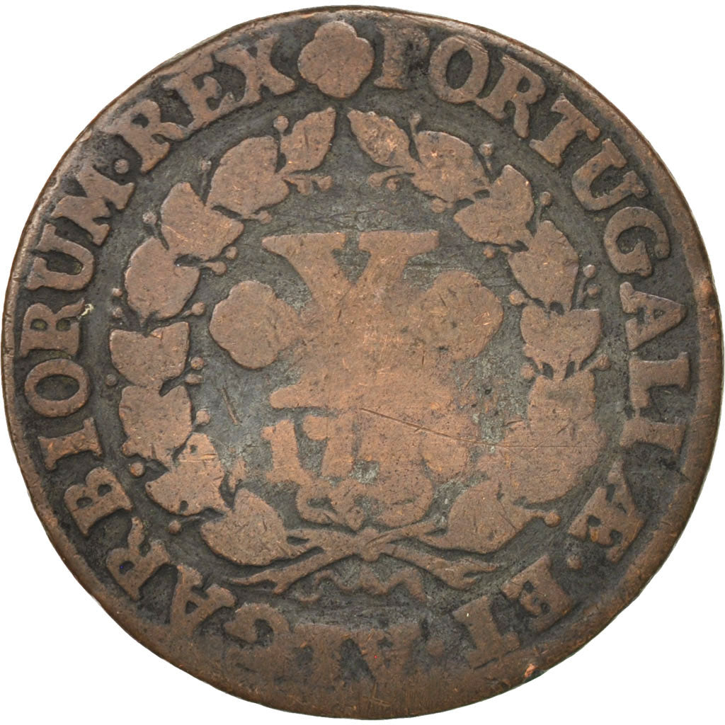 Moneda, Portugal, Jo, 10 Reis, X; 1/2 Vinten, 1746, BC+, Cobre, KM:227
