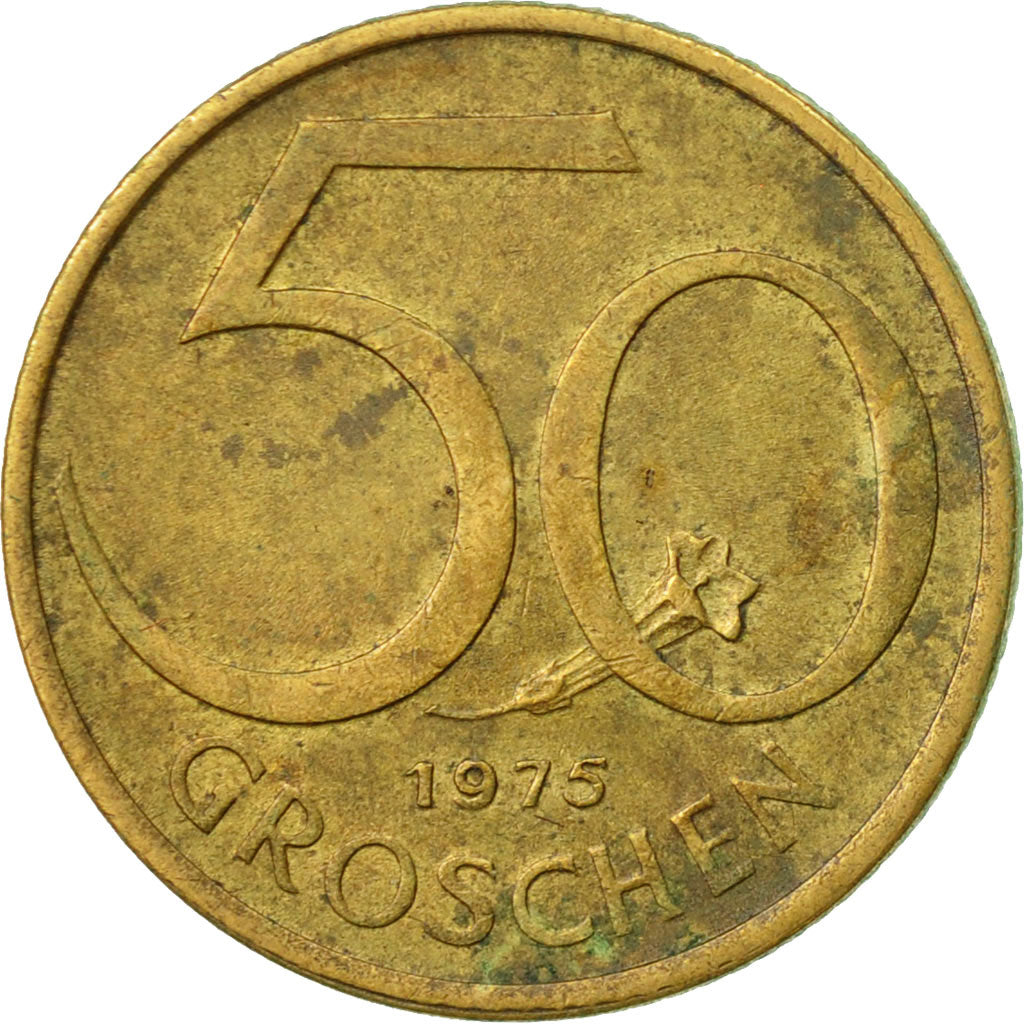 Coin, Austria, 50 Groschen, 1975, EF(40-45), Aluminum-Bronze, KM:2885