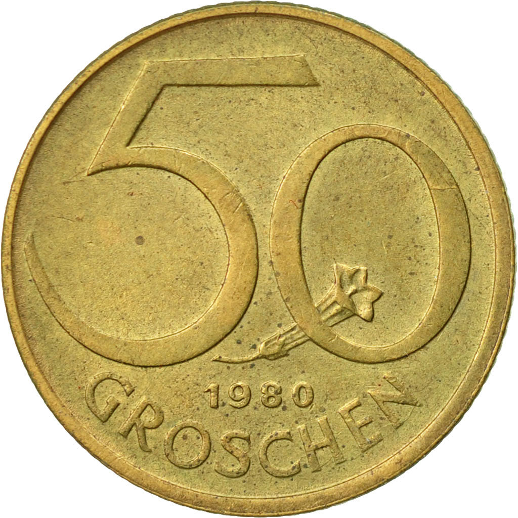 Moneta, Austria, 50 Groschen, 1980, BB, Alluminio-bronzo, KM:2885