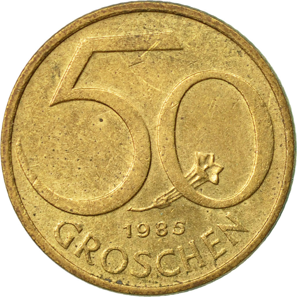 Coin, Austria, 50 Groschen, 1985, EF(40-45), Aluminum-Bronze, KM:2885