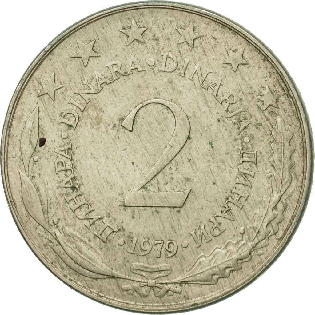 Coin, Yugoslavia, 2 Dinara, 1979, EF(40-45), Copper-Nickel-Zinc, KM:57
