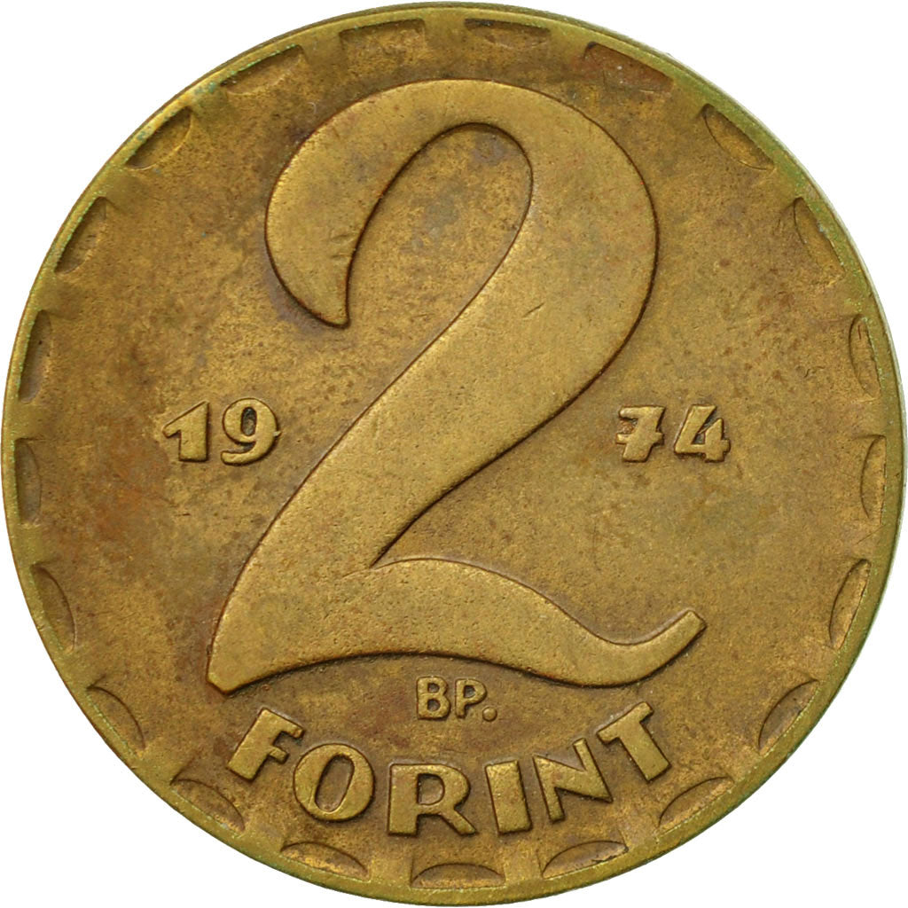 Coin, Hungary, 2 Forint, 1974, Budapest, EF(40-45), Brass, KM:591