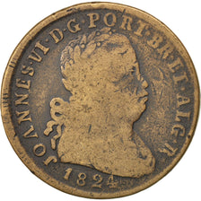 PORTUGAL, 40 Reis, Pataco, 1824, KM #370, VF(20-25), Bronze, 33.90