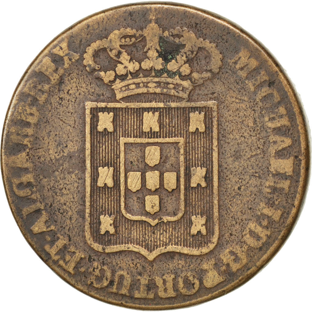 PORTUGAL, 40 Reis, Pataco, 1830, KM #391, VF(30-35), Bronze, 33.80