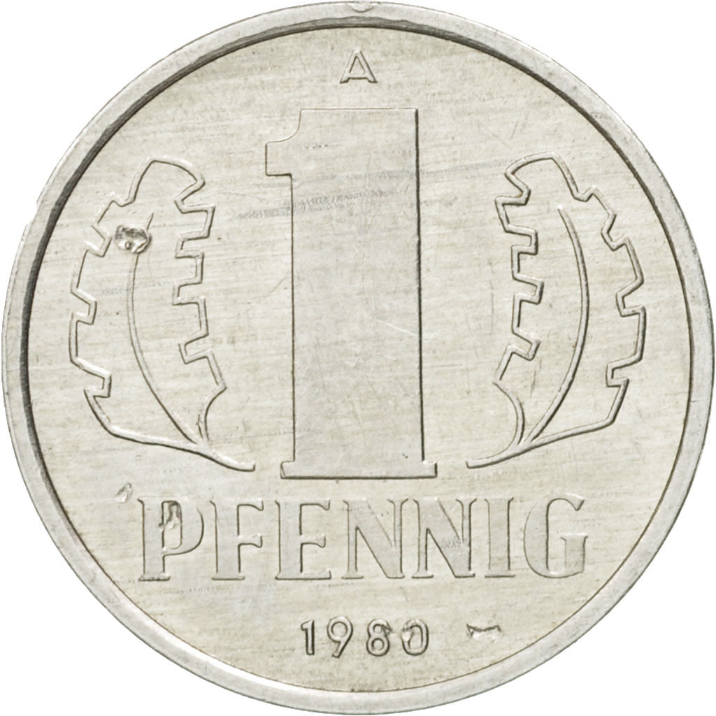 Coin, GERMAN-DEMOCRATIC REPUBLIC, Pfennig, 1980, Berlin, EF(40-45), Aluminum