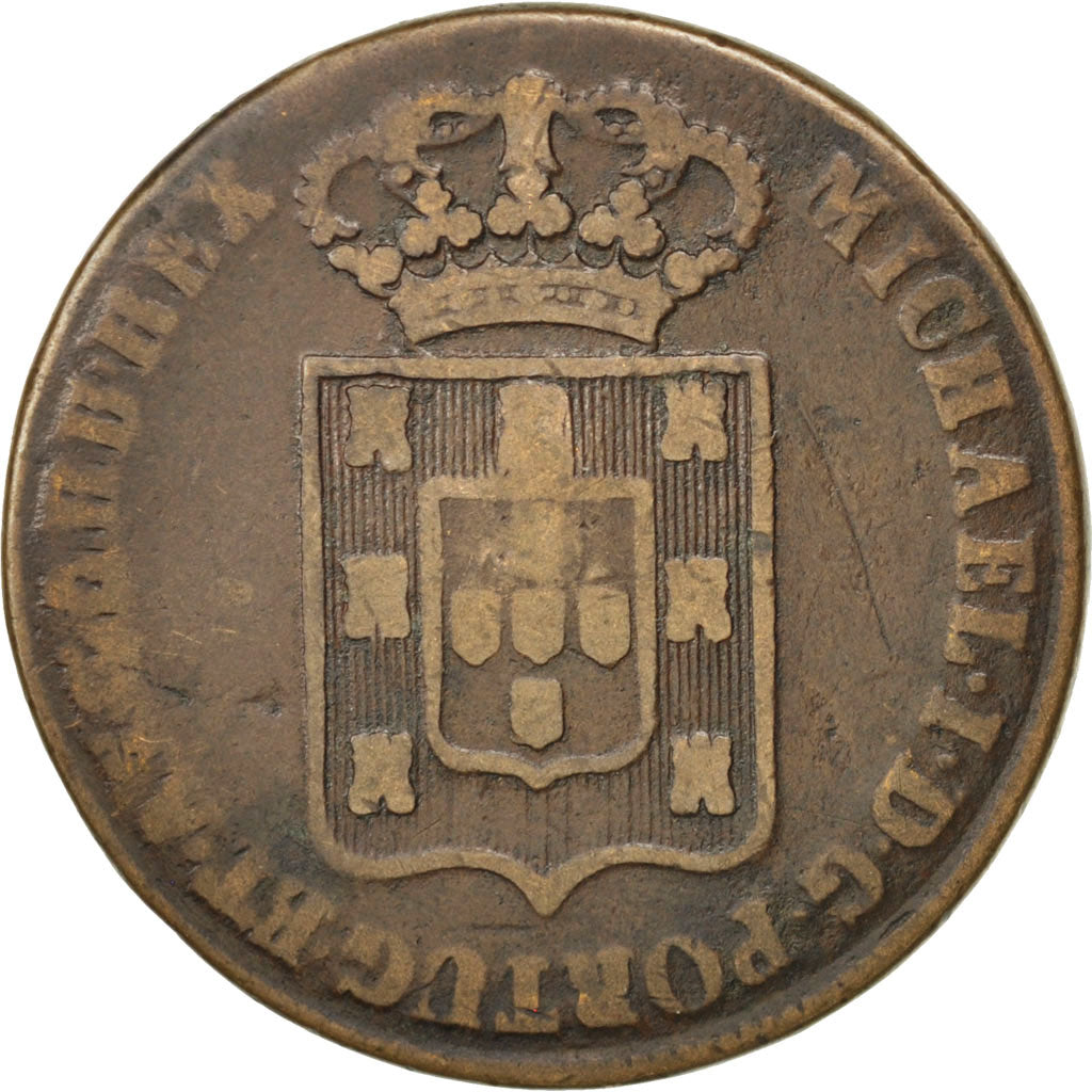 PORTUGAL, 40 Reis, Pataco, 1832, KM #391, VF(30-35), Bronze, 34.90