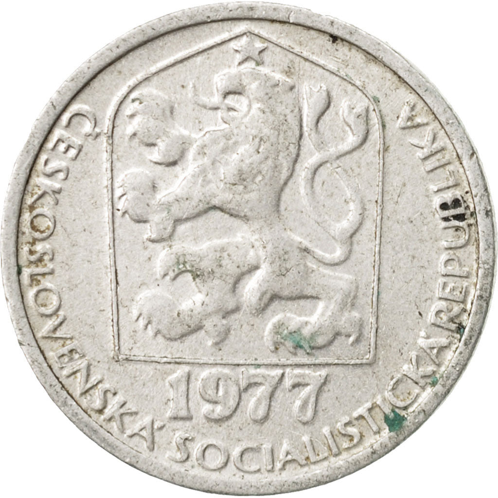 Coin, Czechoslovakia, 10 Haleru, 1977, EF(40-45), Aluminum, KM:80