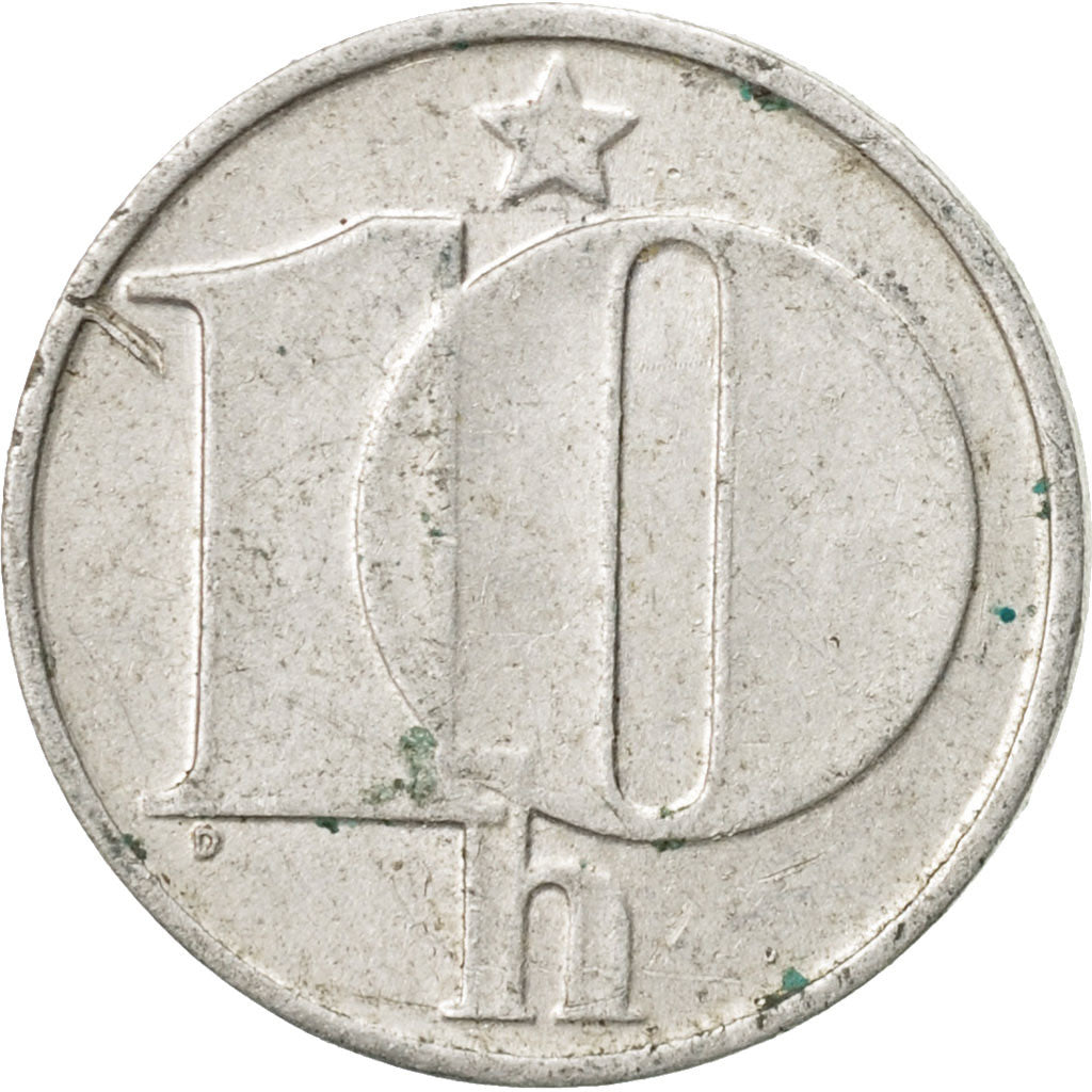 Coin, Czechoslovakia, 10 Haleru, 1977, EF(40-45), Aluminum, KM:80