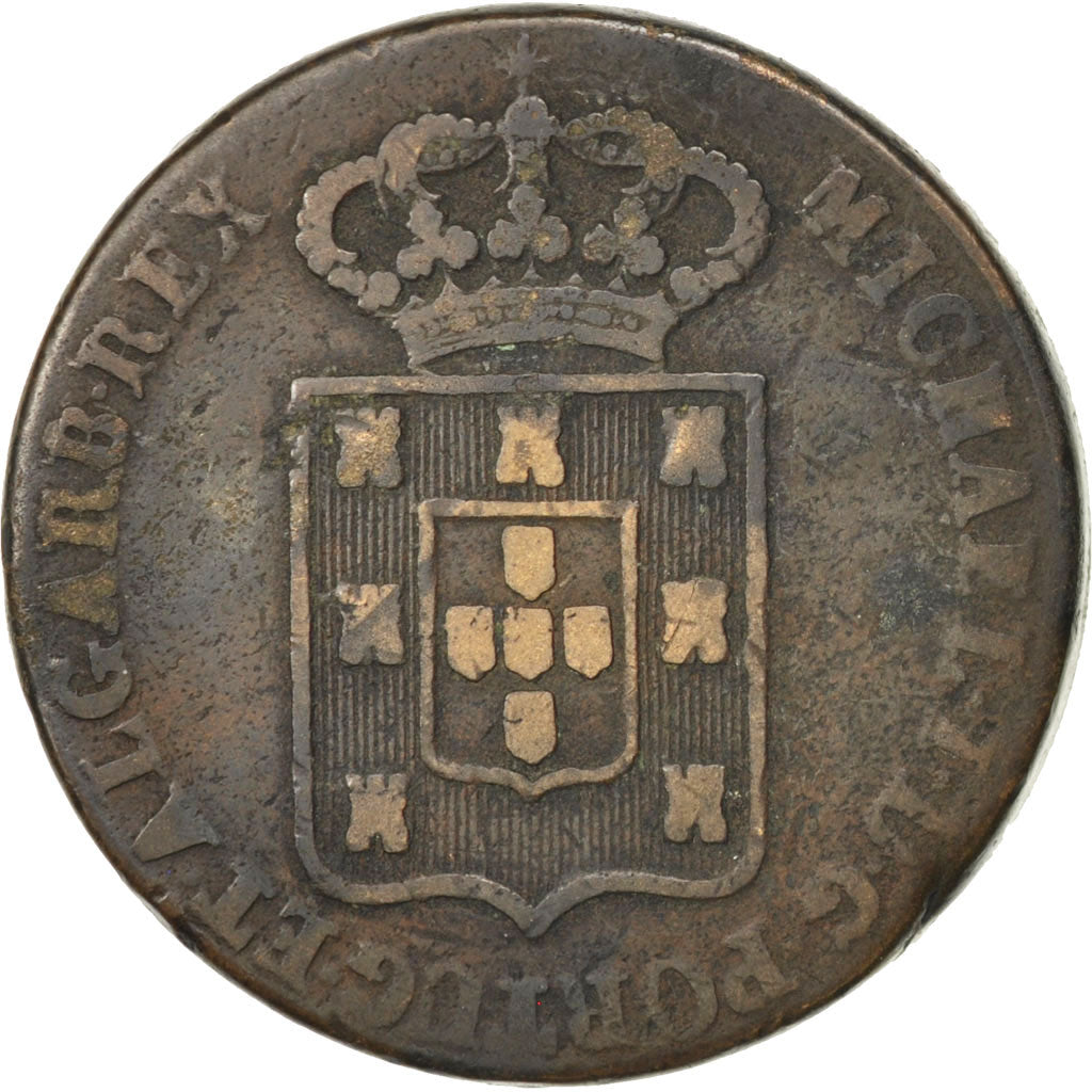 PORTUGAL, 40 Reis, Pataco, 1833, KM #391, VF(20-25), Bronze, 31.70