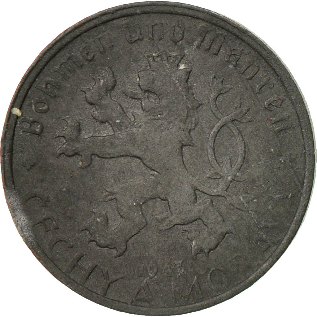 Monnaie, BOHEMIA & MORAVIA, 10 Haleru, 1943, TB, Zinc, KM:1