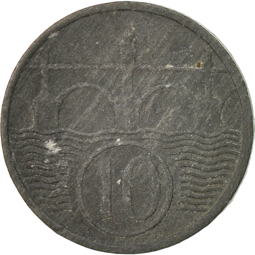 Monnaie, BOHEMIA & MORAVIA, 10 Haleru, 1943, TB, Zinc, KM:1