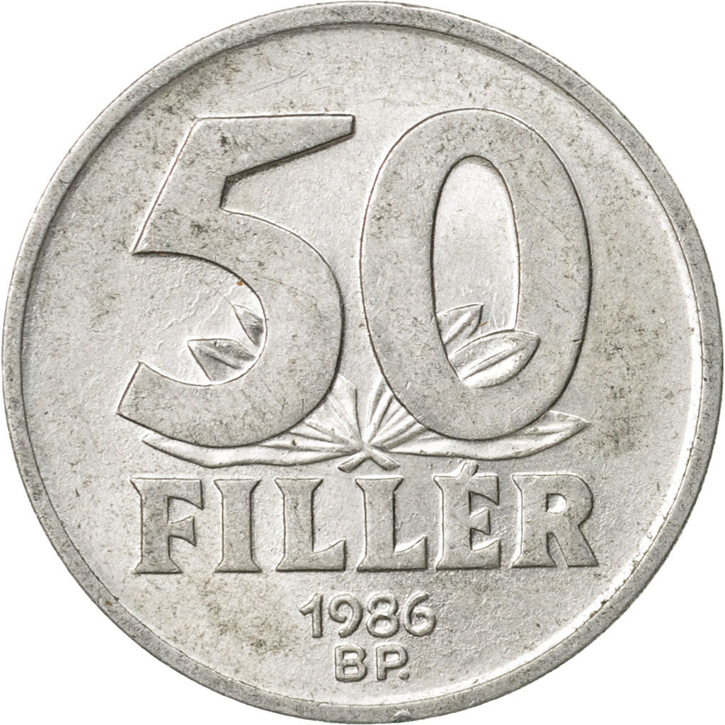 Moneda, Hungría, 50 Fillér, 1986, Budapest, MBC, Aluminio, KM:574