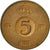 Moneda, Suecia, Gustaf VI, 5 Öre, 1961, MBC, Bronce, KM:822