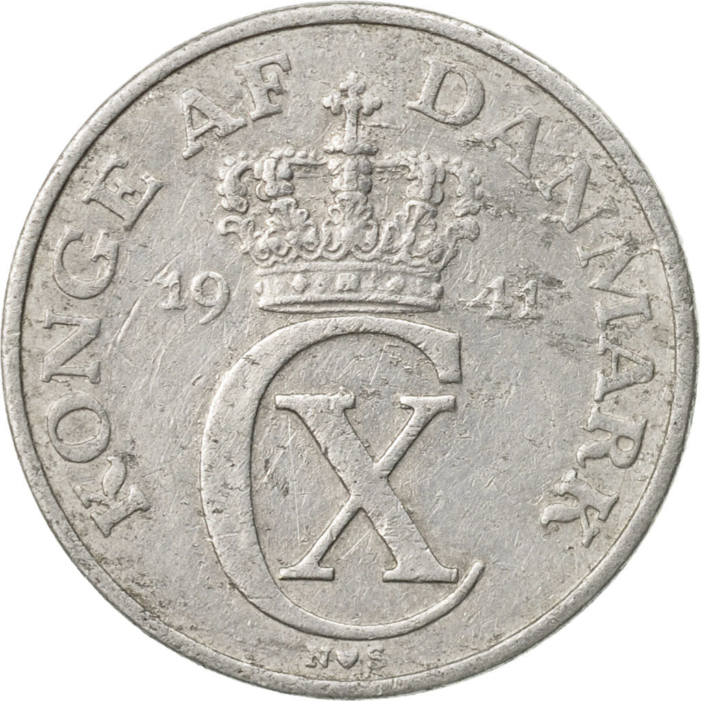 Coin, Denmark, Christian X, 2 Öre, 1941, Copenhagen, VF(30-35), Aluminum