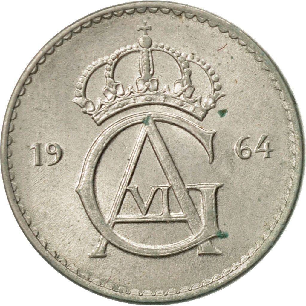 Coin, Sweden, Gustaf VI, 10 Öre, 1964, AU(50-53), Copper-nickel, KM:835
