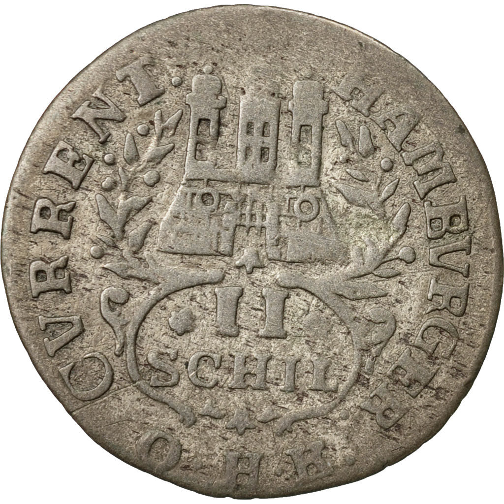 Coin, German States, HAMBURG, 2 Schilling, 1/16 Thaler, 1762, VF(20-25), Silver