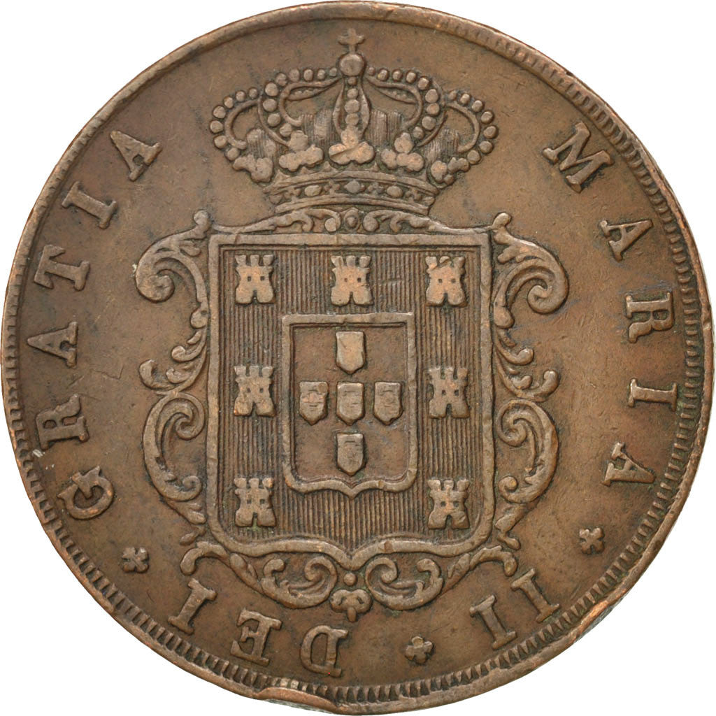 Coin, Portugal, Maria II, 20 Reis, 1850, EF(40-45), Copper, KM:482