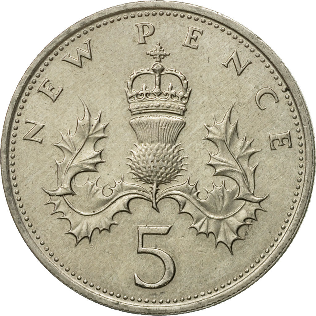 Moneta, Wielka Brytania, Elizabeth II, 5 New Pence, 1968, AU(50-53)