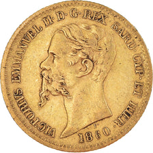 Moneta, DEPARTAMENTY WŁOSKIE, SARDINIA, Vittorio Emanuele II, 20 Lire, 1860