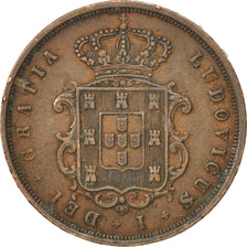 PORTUGAL, 10 Reis, 1873, KM #514, EF(40-45), Copper, 14.49