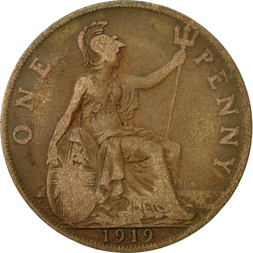 Coin, Great Britain, George V, Penny, 1919, VF(20-25), Bronze, KM:810