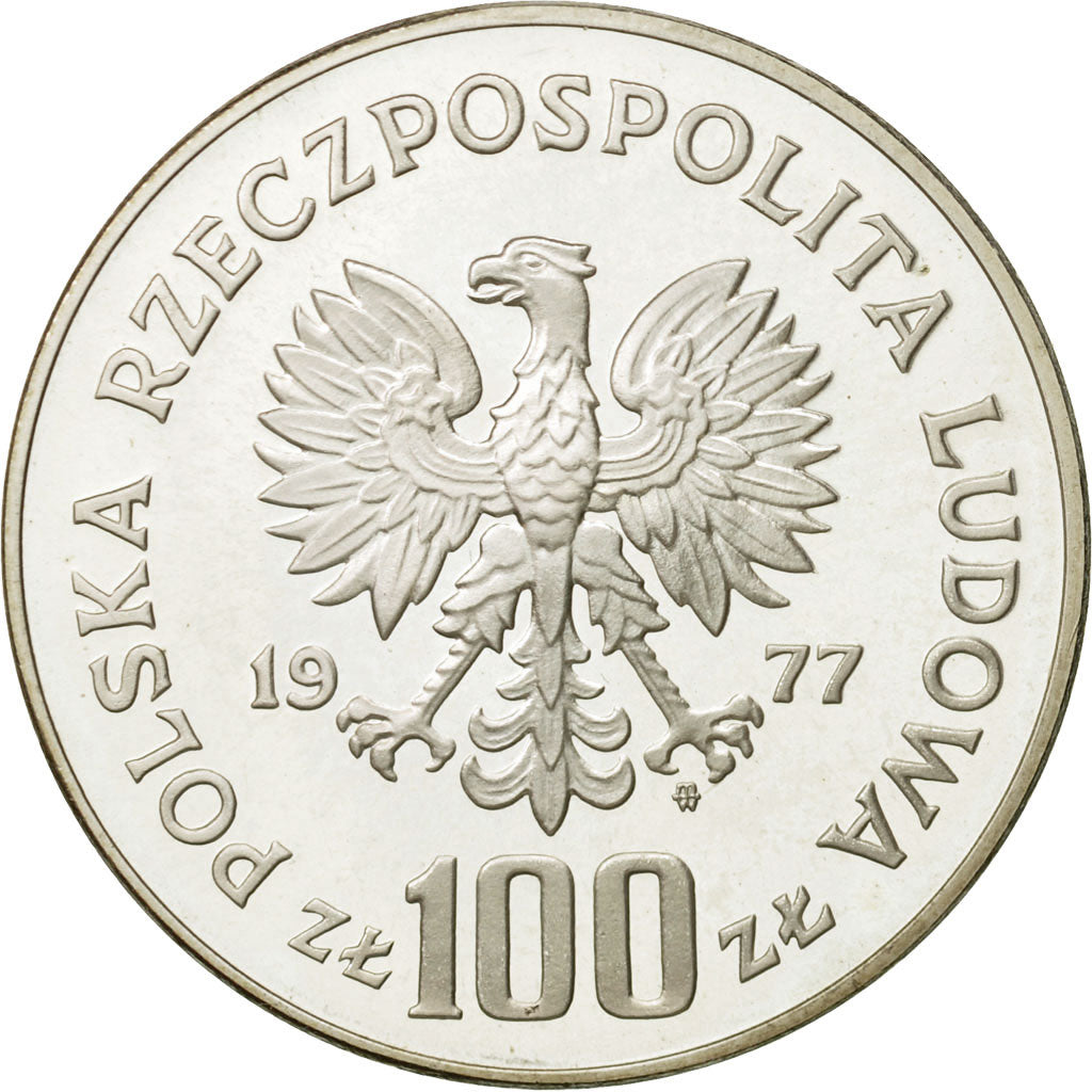 Coin, Poland, 100 Zlotych, 1977, Warsaw, MS(63), Silver, KM:91