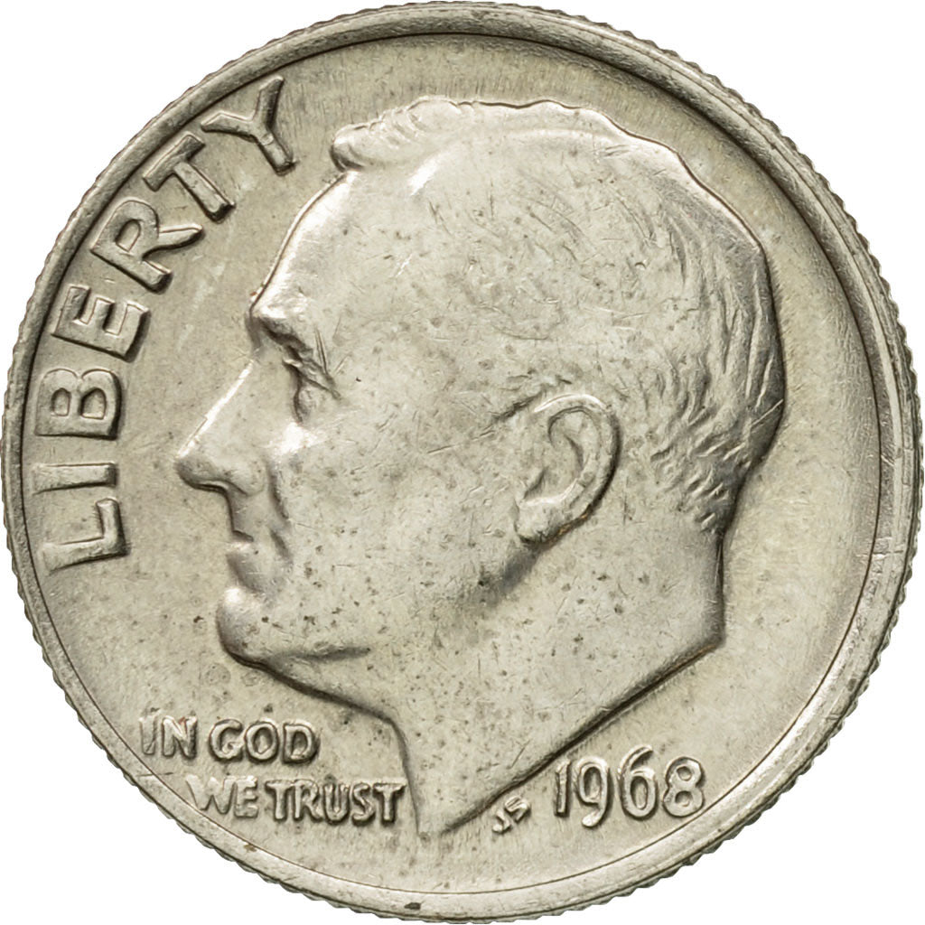 Coin, United States, Roosevelt Dime, Dime, 1968, U.S. Mint, Philadelphia