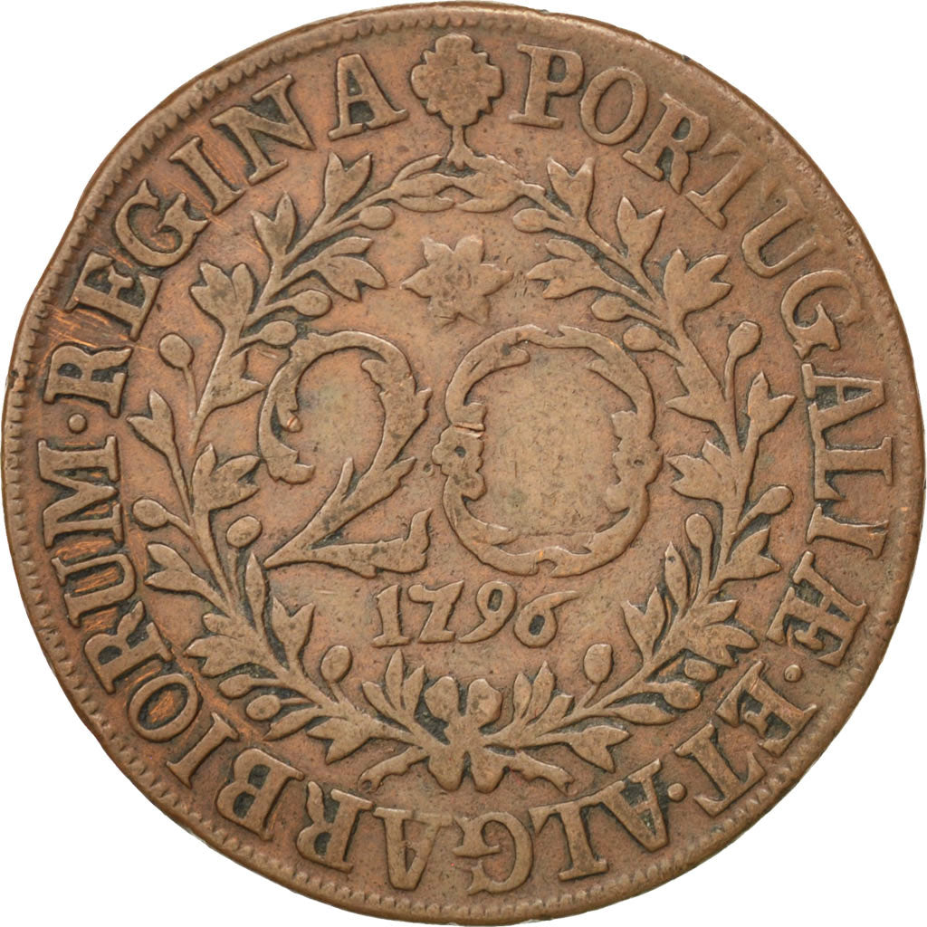 Coin, Azores, 20 Reis, 1796, VF(20-25), Copper, KM:3
