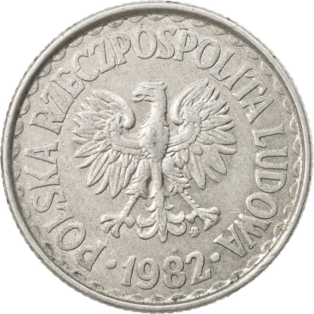 Coin, Poland, Zloty, 1982, Warsaw, EF(40-45), Aluminum, KM:49.1