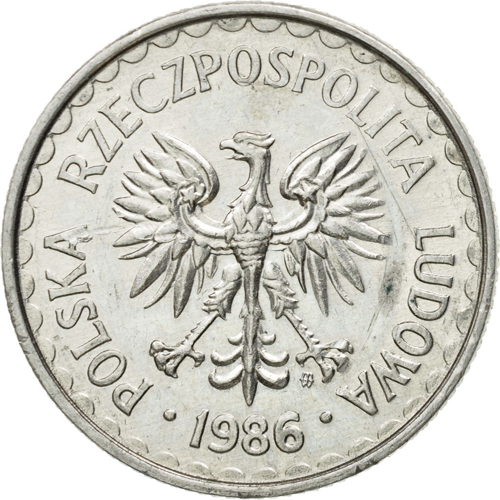 Moneda, Polonia, Zloty, 1986, Warsaw, MBC+, Aluminio, KM:49.2