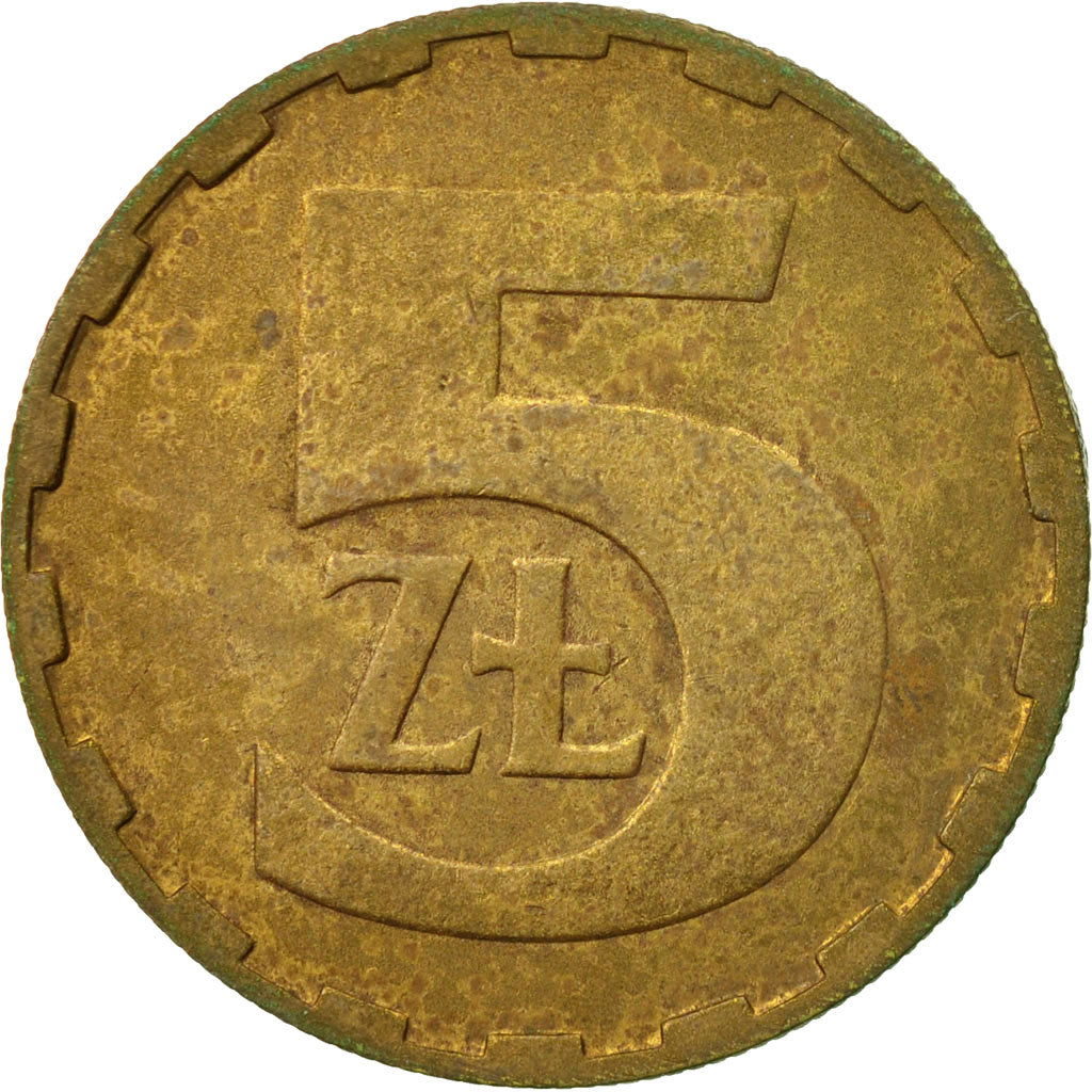 Moneda, Polonia, 5 Zlotych, 1982, Warsaw, MBC, Latón, KM:81.1