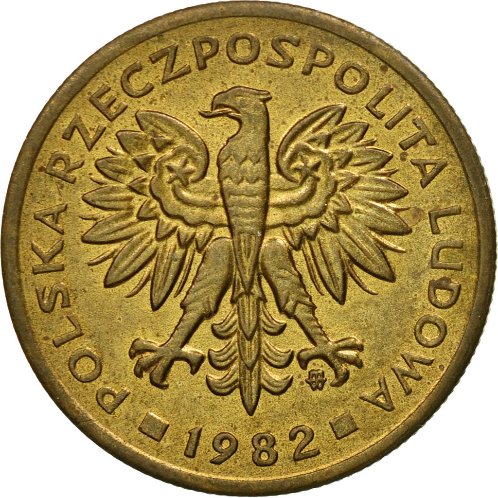 Coin, Poland, 2 Zlote, 1982, Warsaw, EF(40-45), Brass, KM:80.1