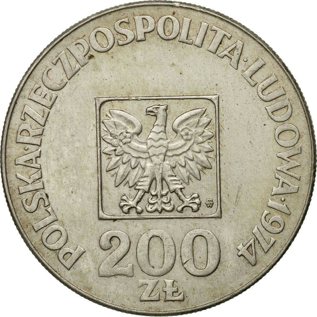 Coin, Poland, 200 Zlotych, 1974, Warsaw, EF(40-45), Silver, KM:72