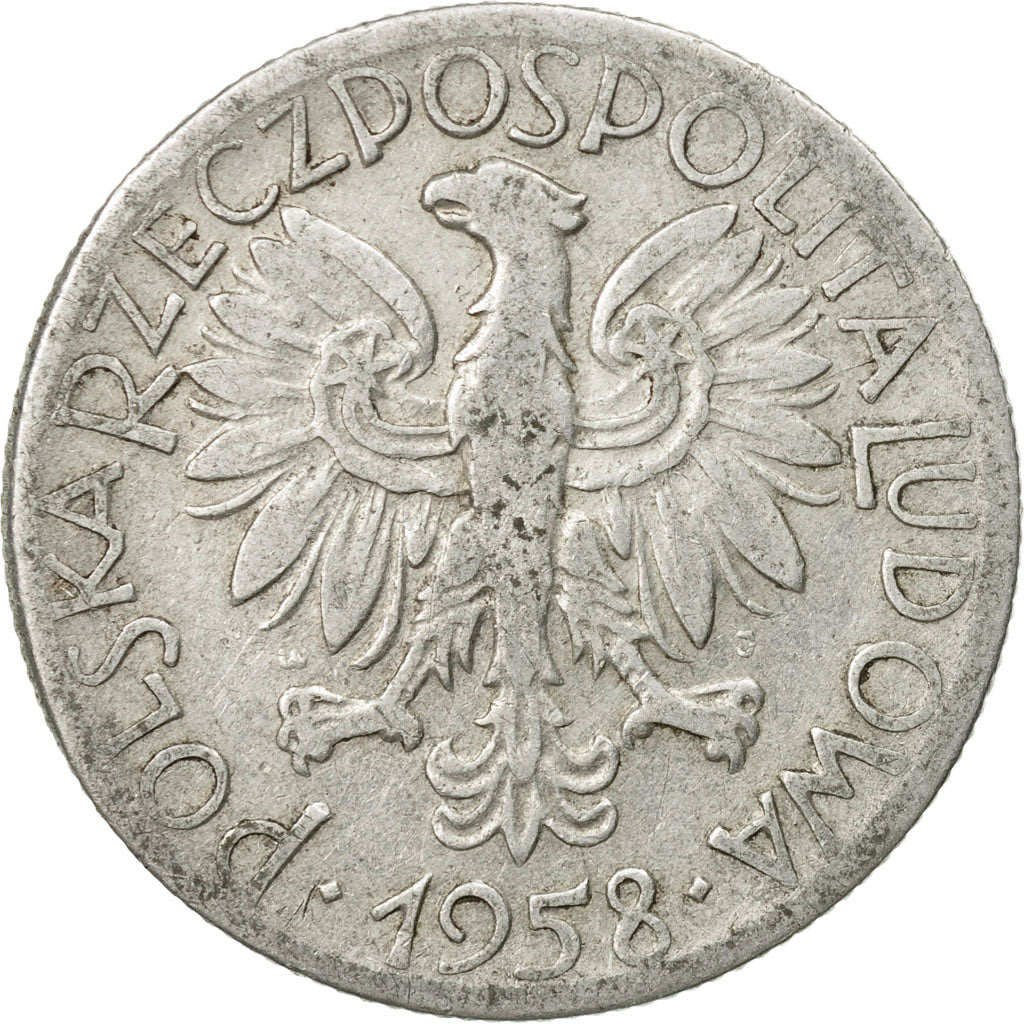Coin, Poland, 5 Zlotych, 1958, Warsaw, VF(30-35), Aluminum, KM:47
