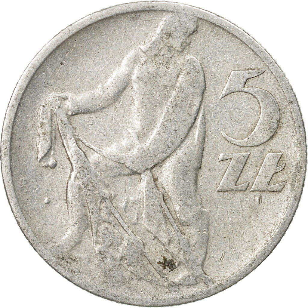 Coin, Poland, 5 Zlotych, 1958, Warsaw, VF(30-35), Aluminum, KM:47