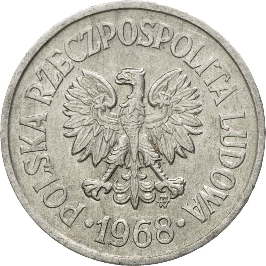 Coin, Poland, 10 Groszy, 1968, Warsaw, EF(40-45), Aluminum, KM:AA47