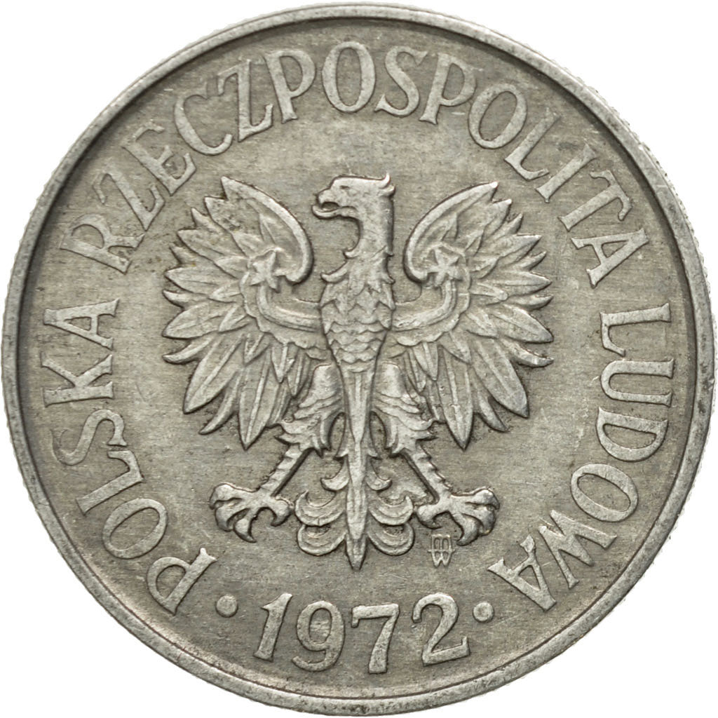 Moneda, Polonia, 50 Groszy, 1972, Warsaw, MBC, Aluminio, KM:48.1