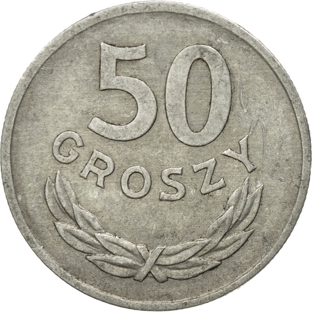 Moneda, Polonia, 50 Groszy, 1972, Warsaw, MBC, Aluminio, KM:48.1