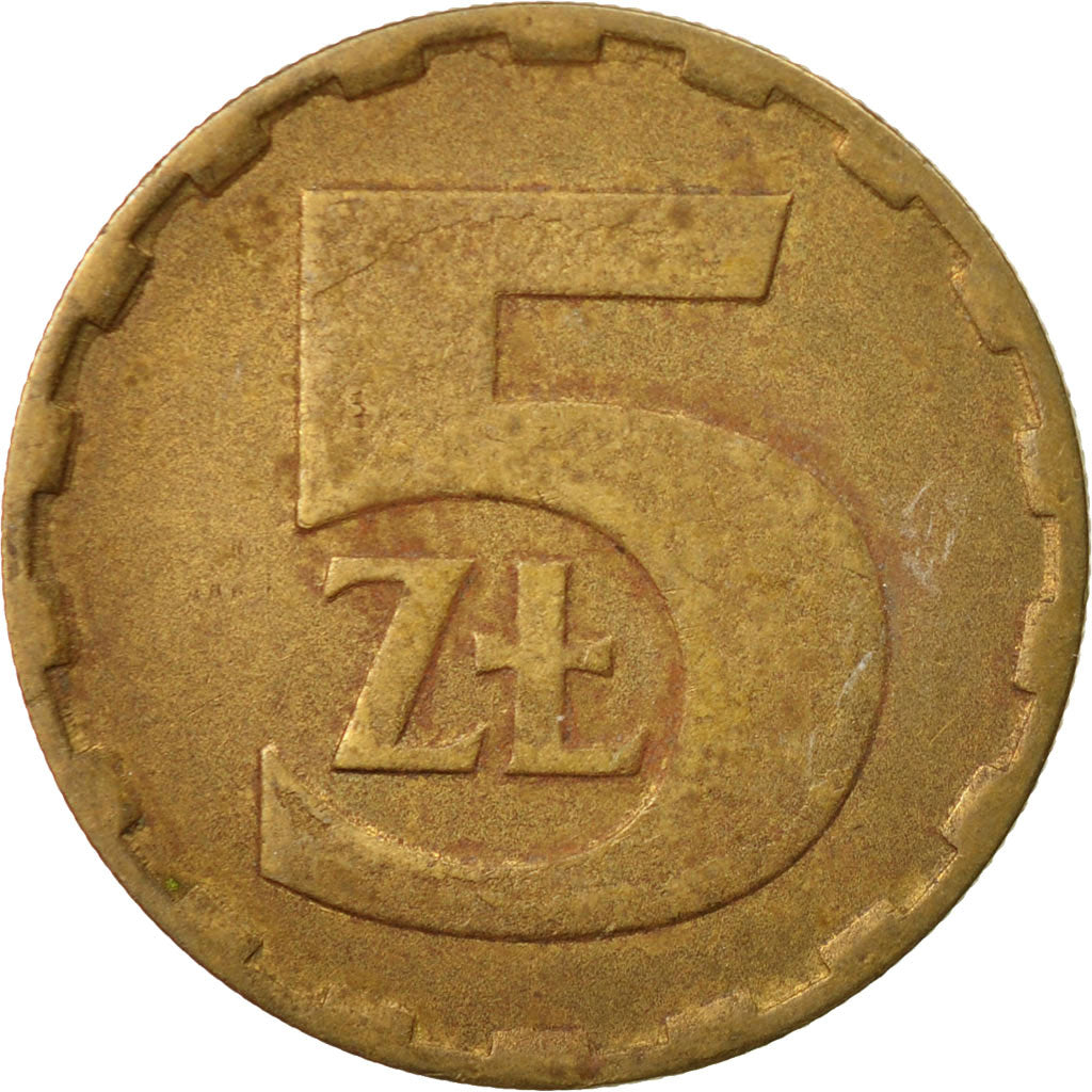 Coin, Poland, 5 Zlotych, 1981, Warsaw, EF(40-45), Brass, KM:81.1