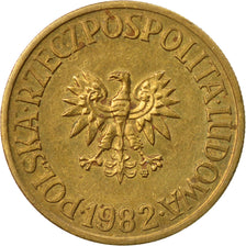 Coin, Poland, 5 Zlotych, 1982, Warsaw, EF(40-45), Brass, KM:81.1