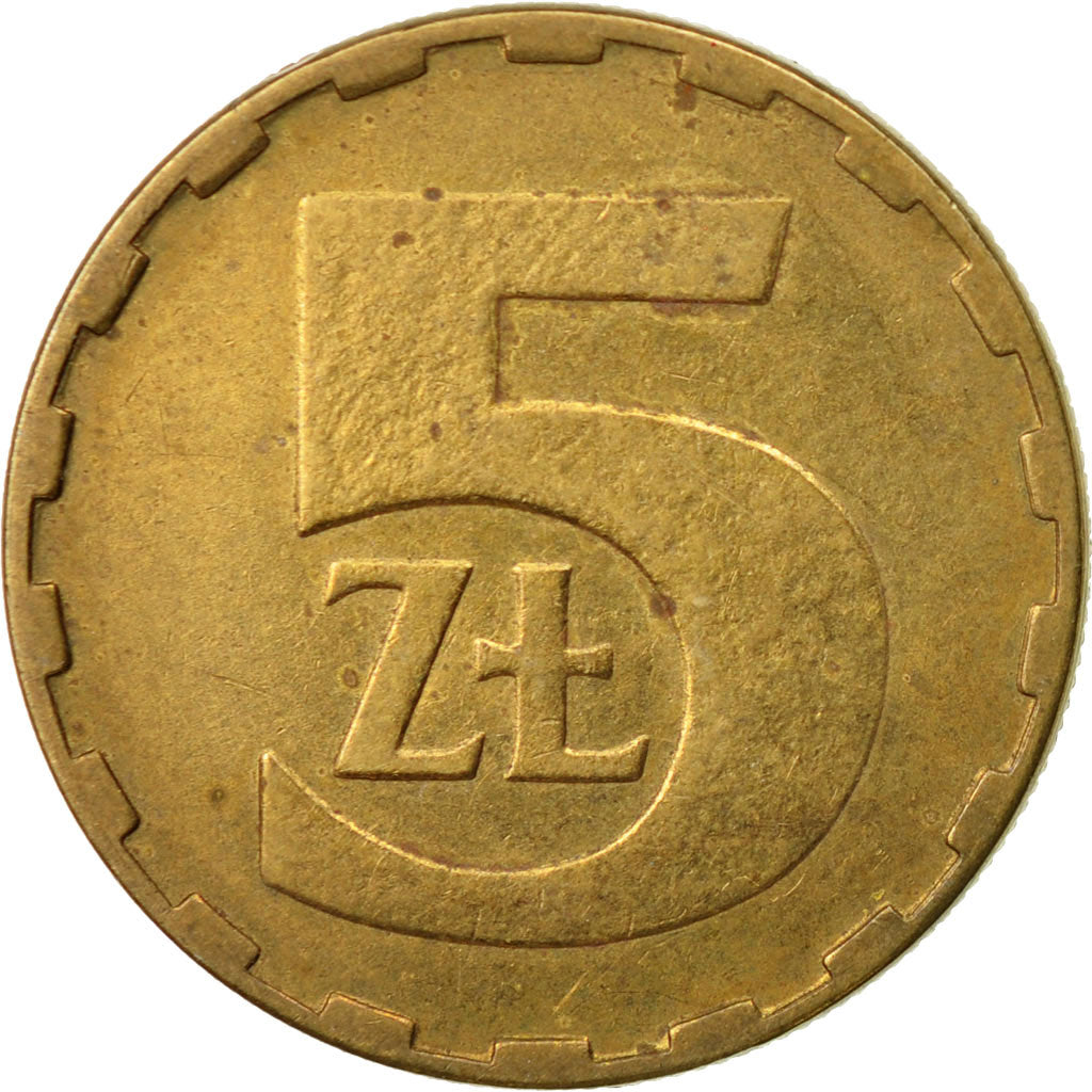 Coin, Poland, 5 Zlotych, 1982, Warsaw, EF(40-45), Brass, KM:81.1
