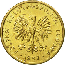 Coin, Poland, 2 Zlote, 1987, Warsaw, EF(40-45), Brass, KM:80.2
