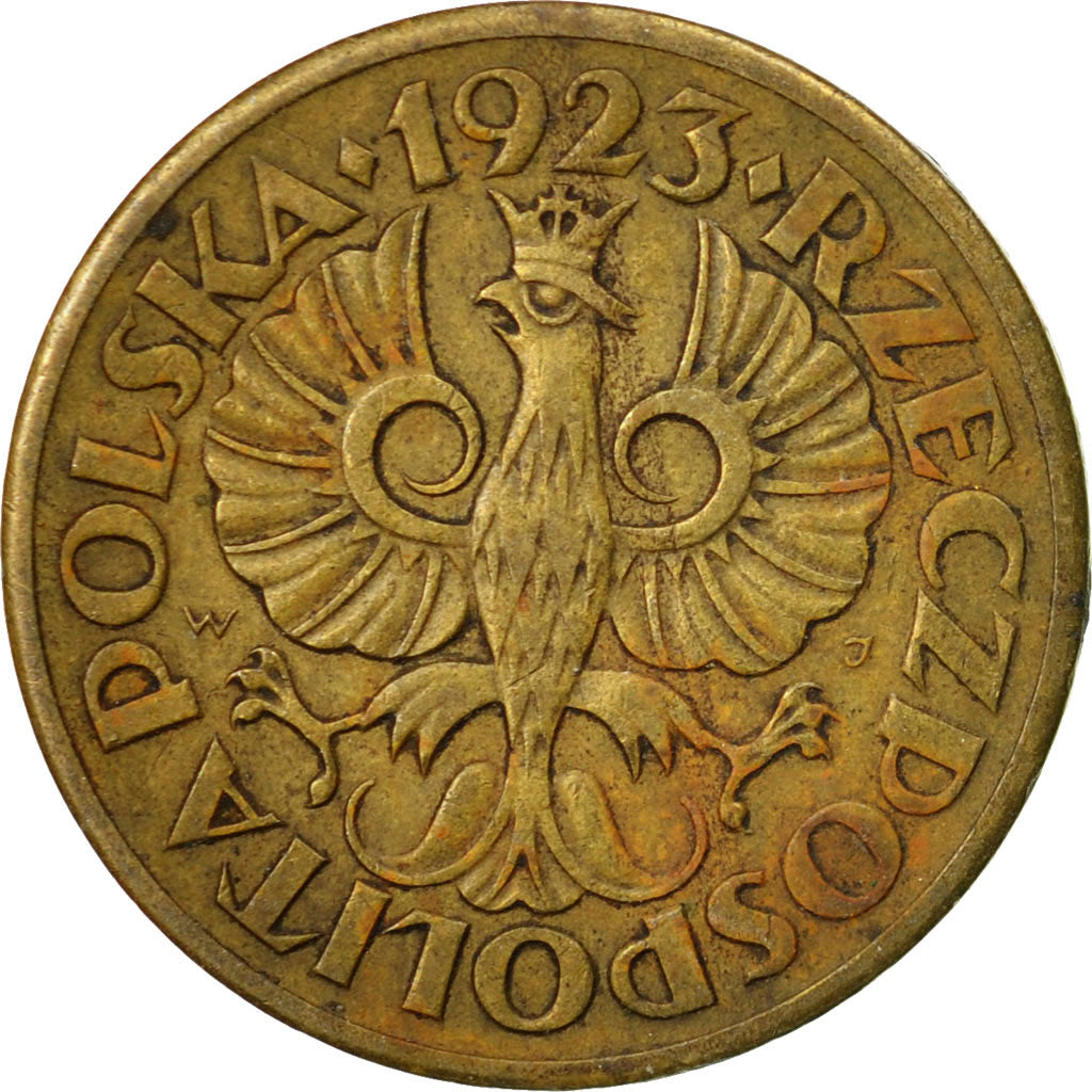 Coin, Poland, 5 Groszy, 1923, Warsaw, EF(40-45), Brass, KM:10