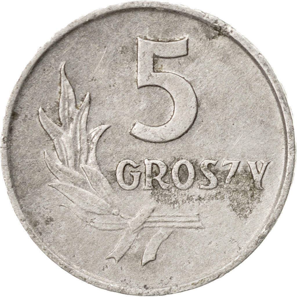 Coin, Poland, 5 Groszy, 1962, Warsaw, EF(40-45), Aluminum, KM:A46