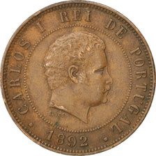 Coin, Portugal, Carlos I, 20 Reis, 1892, EF(40-45), Bronze, KM:533