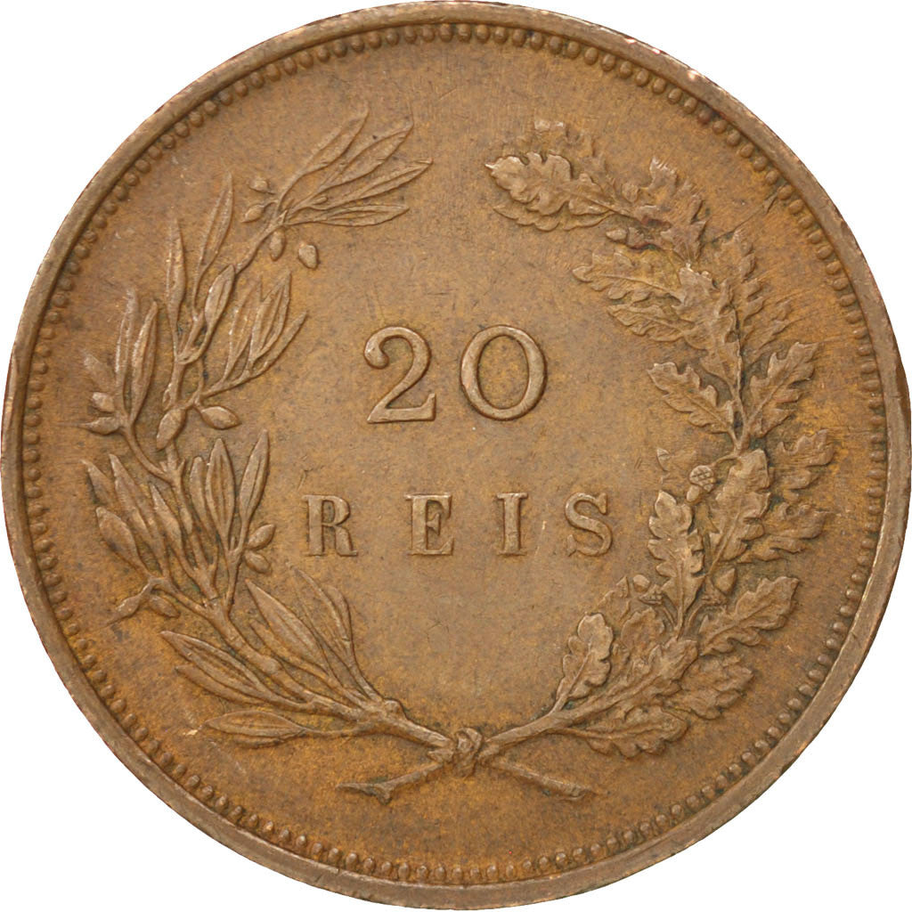 Coin, Portugal, Carlos I, 20 Reis, 1892, EF(40-45), Bronze, KM:533